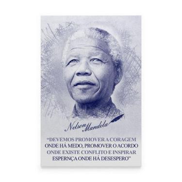 Imagem de Quadro Para Sala Nelson Mandela Personalidades Famosas Frase Motivação