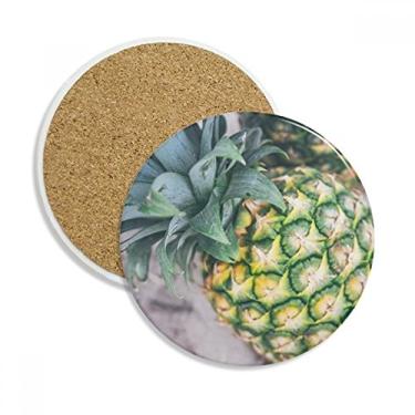 Imagem de Caneca de porta-copos com foto de abacaxi Tropical Fruit Photogrph Caneca de proteção de mesa Pedra absorvente