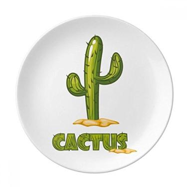 Imagem de Suculentas de cacto, prato de plantas em vaso verde decorativo de porcelana salver louça de jantar