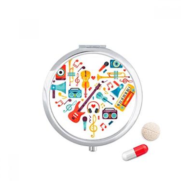 Imagem de Estojo de comprimidos com estampa de coração para instrumento de música de violão, caixa de armazenamento de medicamentos, dispensador