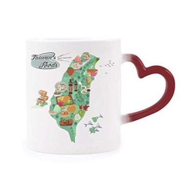Imagem de Taiwan Foods Map China Caneca sensível ao calor café mel muda de cor vermelha