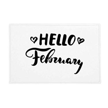 Imagem de DIYthinker Tapete de escrita à mão com citação Hello Feverary, porta de cozinha para banheiro, 40,64 x 60,96 cm