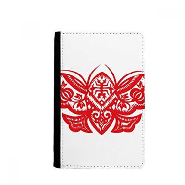 Imagem de Porta-passaporte vermelho tradicional chinês corte de papel Notecase Burse capa carteira porta-cartões