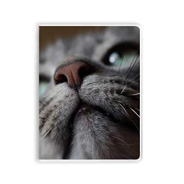 Imagem de Caderno com fotografia de gato com desenho de animal, capa de goma para diário de capa macia