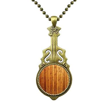 Imagem de DIYthinker Colar com textura de papel de parede para piso de madeira laranja, joia antiga com pingente de música