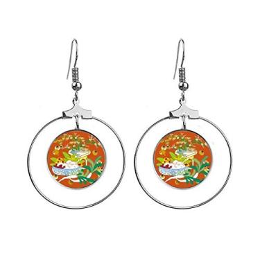 Imagem de Brincos de folha de cultura colorida com pintura pendente, joia circular