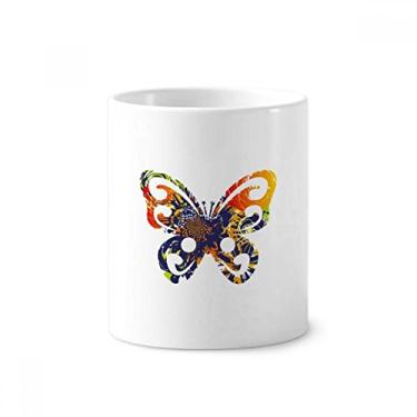 Imagem de Butterflies with Floral Pattern Graffiti Suporte para caneta de escova de dentes Caneca de cerâmica branca 355 ml