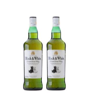 Imagem de Kit Whisky Black & White Blended Scotch 1000ml 2 Unidades