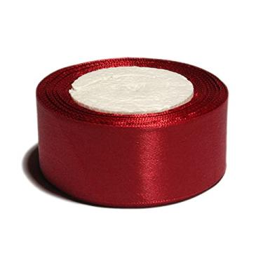Imagem de SOUGAO Fita de cetim de seda rolo de cetim fita de tecido (40 mm de largura 22 m de comprimento), use para embalagem de presente, artesanato, costura, fita de cabelo de casamento (bordô)
