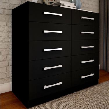 Imagem de Cômoda 10 Gavetas Torres Preto Fosco - Pnr Móveis