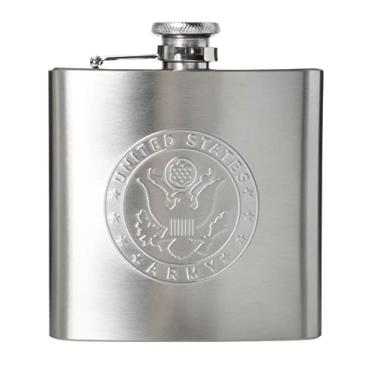 Imagem de Cantil Hip Flask de aço inoxidável com emblema do exército dos Estados Unidos oficialmente licenciado