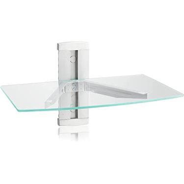 Imagem de suptek Prateleiras flutuantes de vidro, suporte de parede de TV com prateleira para DVD Player/PS4/caixas de cabo/consoles de jogos/Sky Box/acessórios de TV, prateleira de mídia, suporte de parede