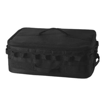 Imagem de predolo Bolsa de transporte para gás de churrasqueira, organizador prático para acampamento, fogão e grelha, bolsa de viagem resistente, preto
