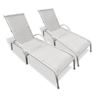 Imagem de Kit 2 Espreguiçadeiras Piscina Reclinável Alumínio Julia (Branco)