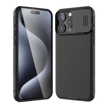 Imagem de Nillkin Capa para iPhone 15 Pro com capa deslizante para câmera, capa protetora fina à prova de choque, [proteção de lente atualizada], [amortecedor rígido de policarbonato + TPU], [antiimpressões