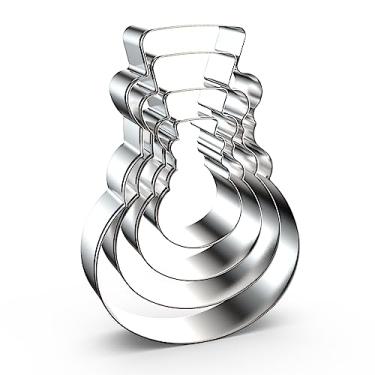 Imagem de Conjunto de cortadores de biscoito de boneco de neve com chapéu para assar no inverno e Natal, tamanhos pequenos grandes, 1,4 cm, 4 peças, aço inoxidável