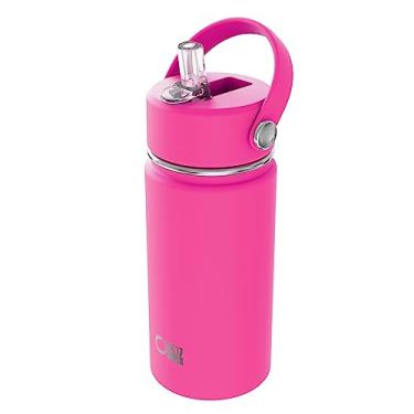 Imagem de OISIZ Garrafa de água infantil com tampa de canudo 400 ml, garrafas isoladas a vácuo, aço inoxidável 316 para escola, à prova de vazamento, livre de BPA e manter frio por 24 horas