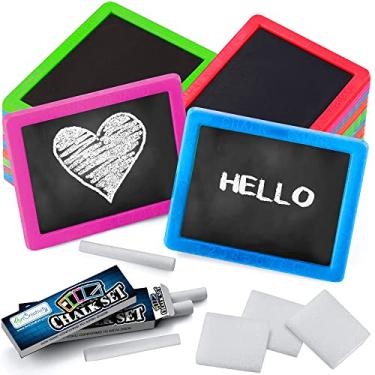 Imagem de ArtCreativity Conjuntos de lousa neon para crianças, 24 kits, 1 mini quadro de giz, 2 bastões de giz e 1 borrachas por kit. Favores de festa de aniversário de arte para meninos e meninas, enchimentos exclusivos para bolsas Goodie