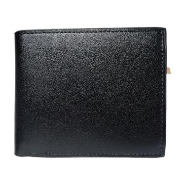 Imagem de Carteira de couro premium masculina, compacta, elegante e durável - perfeita para uso diário, carteira fina de couro minimalista para cartão, Preto, Casual