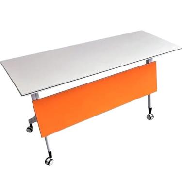 Imagem de Folding conference table Tabela de reunião, tabela de dobramento do treinamento das mesas de conferência, tabela de reunião móvel da parte superior da aleta com rodas do rodízio(70.9x23.6x29.5in)