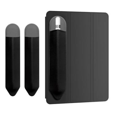 Imagem de Jvkzaen Suporte de lápis compatível com Apple Pencil Pro, Apple Pencil (USB-C), Apple Pencil 1ª/2ª geração, bolsa elástica com bolso adesivo anexado à capa para canetas Stylus, pacote com 2, preto