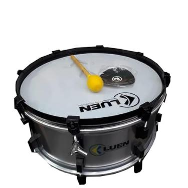 Imagem de Zabumba 20X18" Alumicolor Branco Dpla Afin Aro Blacksteel Pele Leitosa C/Pad + 1 Baq Zabumba Oval (