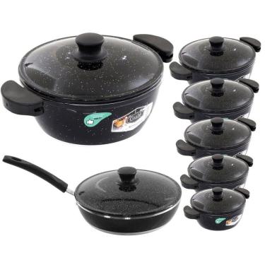 Imagem de Jogo De Panelas 7 Peças Gulê Alumínio Fundido Preto