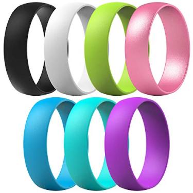 Imagem de ThunderFit Alianças de casamento de silicone unissex, alianças de noivado de borracha 6,3 mm de largura 1,65 mm de espessura - 1/2/3/4/5/6/7 pacote variado, 5.5 - 6 (16.50mm), Silicone, Sem pedra