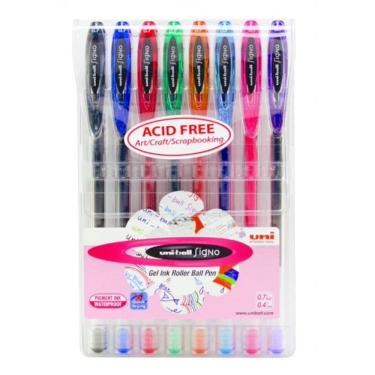 Imagem de Caneta gel 0.7mm uni-ball signo neo um-120 estojo 08 cores