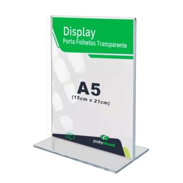 Imagem de Display Porta Folheto Tamanho A5 Formato T Em Acrílico PS