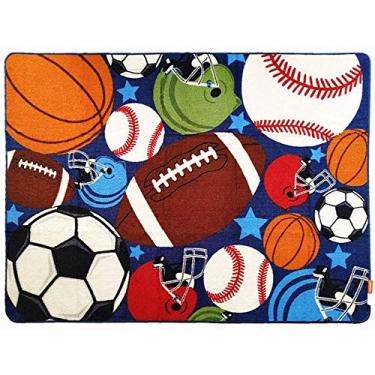 Imagem de HUAHOO Tapete Infantil Azul Divertido, Tapete Esportivo de Nylon, 31.5'' x 47'', Azul, Unissex, Antiderrapante, Sala de Estar, Quarto, Banheiro