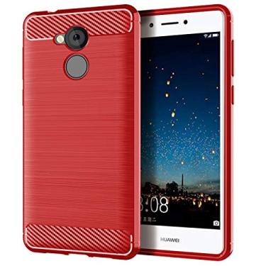 Imagem de NEKOYA Capa inteligente Huawei P9 Lite, sensação macia, proteção total, anti-arranhões e impressões digitais + capa resistente a arranhões para celular Huawei P9 Lite Smart Red