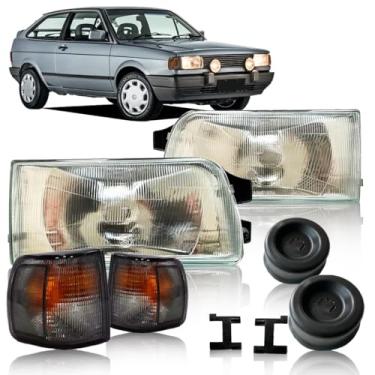 Imagem de Par Farol Gol Quadrado Parati Saveiro 91 à 95 + Piscas Fumê