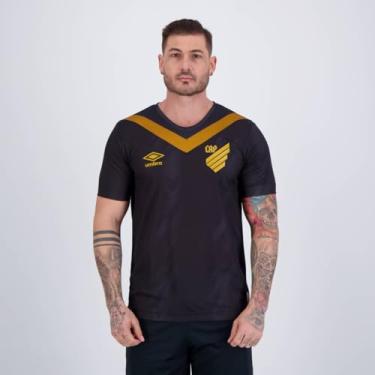 Imagem de Umbro Camisa Masculina CAP | Athletico Paranaense Oficial nº 3 2024 Jogador, Preto/Dourado, M
