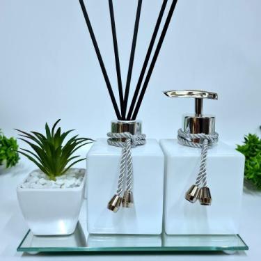 Imagem de Kit Lavabo, Saboneteira, Difusor E Acessórios ( Cubo Branco) - RA , Cu
