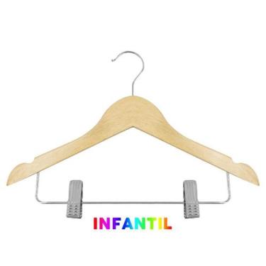 Imagem de Kit 10 Cabides De Madeira Infantil com Gancho IKAZA