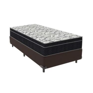 Imagem de Cama Box Solteiro Marrom e Colchão Airtech 150 D45 Ortobom