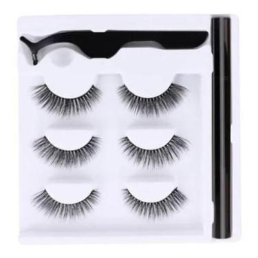 Imagem de Kit 3 Cilios Postiços Magneticos Com Delineador E Pinça - Bc Bora Cole