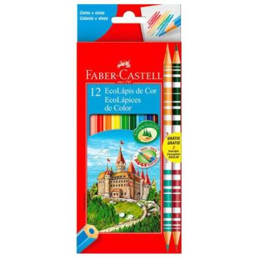 Imagem de Lápis De Cor 10 Cores +2 Bicolor Arte Desenho Faber Castell - Faber-ca