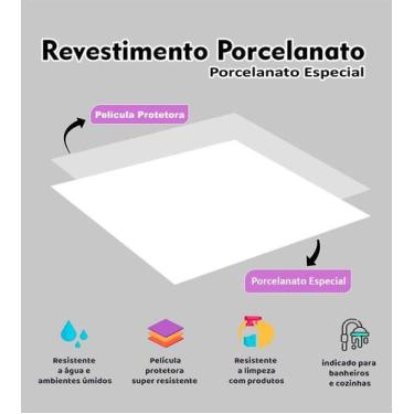 Imagem de Piso Porcelanato Painel Placa Adesivo Lavável Para Chão e Revestimento
