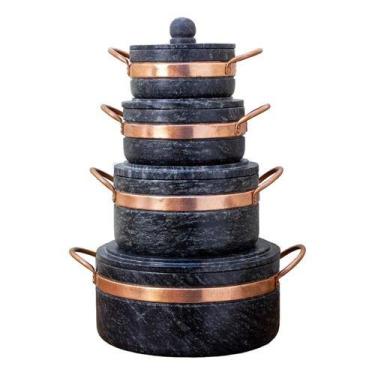 Imagem de Jogo de Panelas de Pedra Sabão 1, 2, 3 e 4 Litros Melhor Acabamento - 