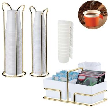 Imagem de Kit Porta Copos Descartável De Mesa Café Chá Água 50/80/200ml Suporte 