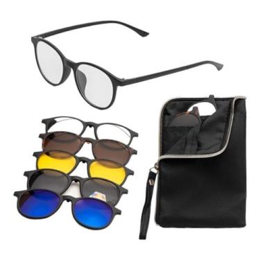 Imagem de Armação Óculos Clipon 5 Em 1 Grau Masculino Redondo Fuji - Palas Eyewe