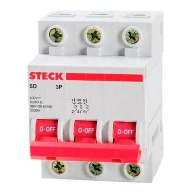 Imagem de Disjuntor din steck 3ka trifasico tripolar curva c 63a sdd63c63