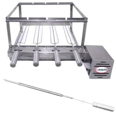 Imagem de Brasa Grill Tradicional Gira 4 Espetos Churrasqueira Elétrica Giratóri