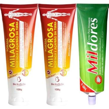 Imagem de Kit 2 Pomada Massageadora Milagrosa 150g + 1 Creme Para Massagem Mil D