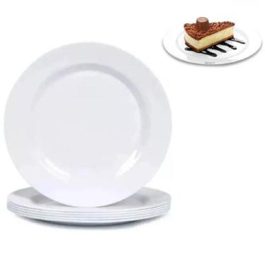 Imagem de 12 Pratos Sobremesa Melamina Branco Basic 18cm Restaurantes - Lyor