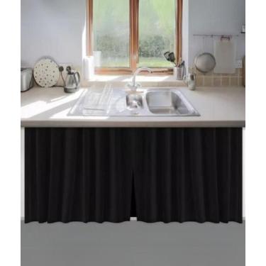 Imagem de Cortina Para Pia De Cozinha Balcão Blackout Lisa 1,38x80cm - VidaPrati