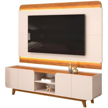 Imagem de Rack Para Sala com Painel Para TV 75 Pol LED Cine D05 Off White Freijó