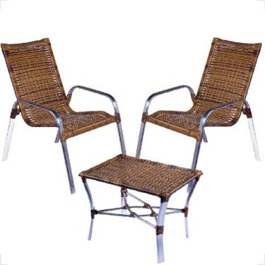 Imagem de Conjunto 2 Cadeiras e Mesa de Centro Alumínio Para Área Externa Fortal